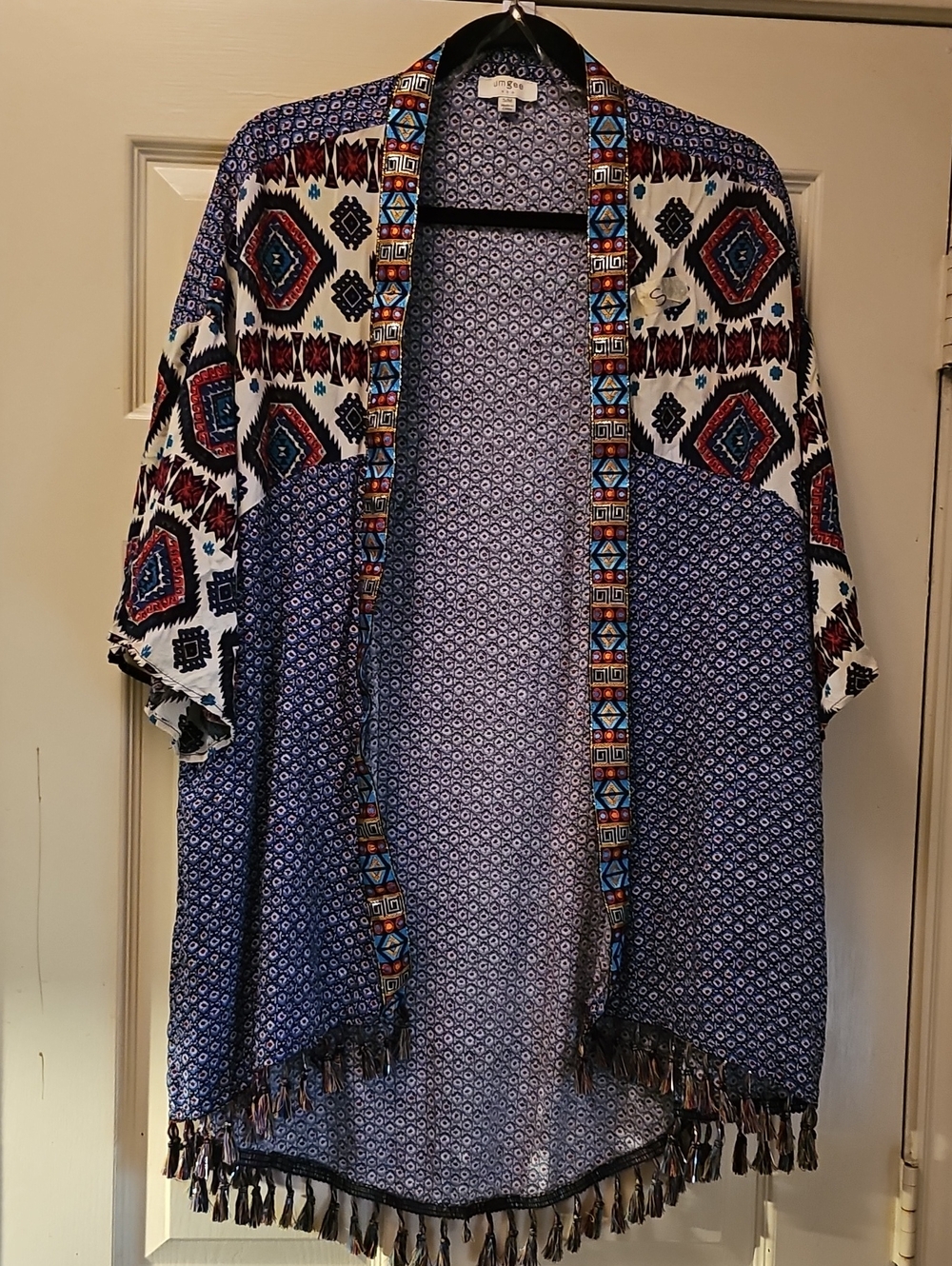 Umgee Blue Multicolor Boho Kimono Cardigan